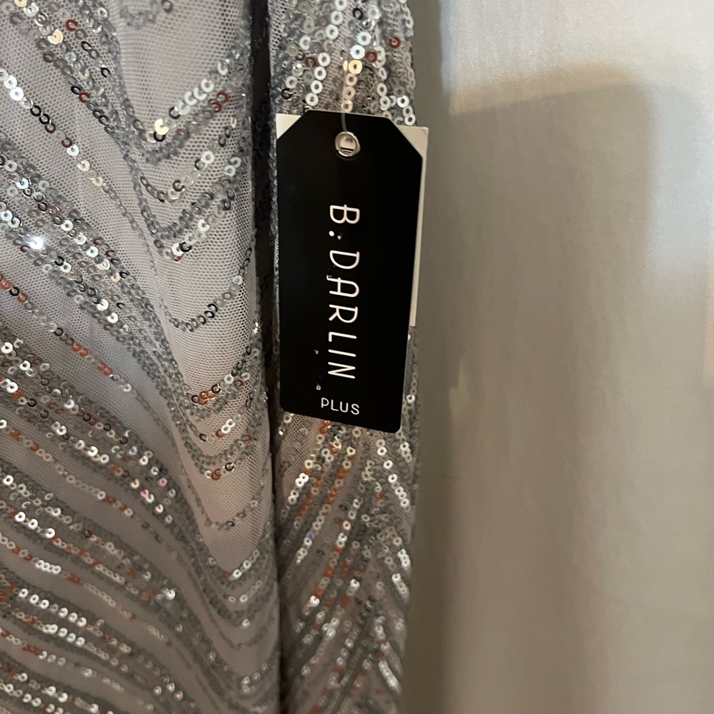 B Darlin Silver Sequin Maxi Dress - Picture 4 of 7